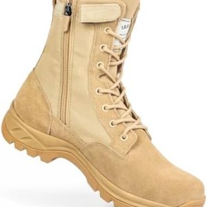 IODSON Men's Military Tactical Work Boots - 8 Inch Lightweight Desert Combat & Army Jungle Boots with Side Zipper & Punc